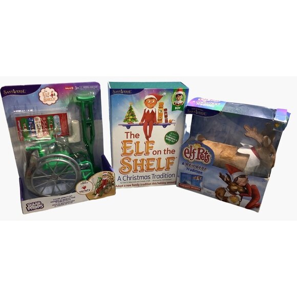 Elf On The Shelf & Accessories Blue Eye Boy Elfcare Mobility Set Reindeer Lot - Picture 1 of 10